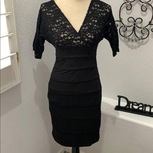 Black and Lace Fitted Dress